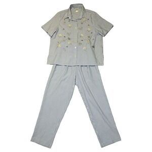 BonWorth Womens‎ Small Vintage Petite Blue White Pant Set Textured
